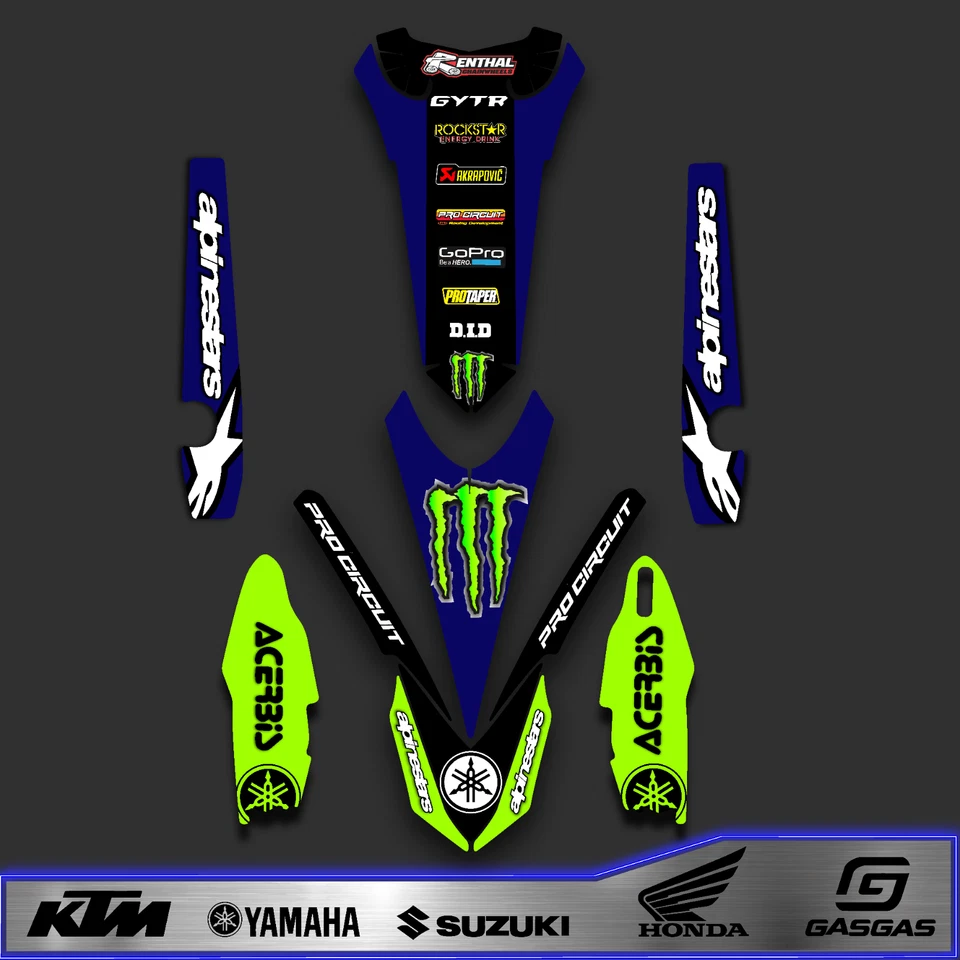 2015-2021 YAMAHA YZ 125 250 KIT GRÁFICO CALCOMANÍAS DECO YZ125 YZ250 2019 2018 2017 Foto 2 de 4