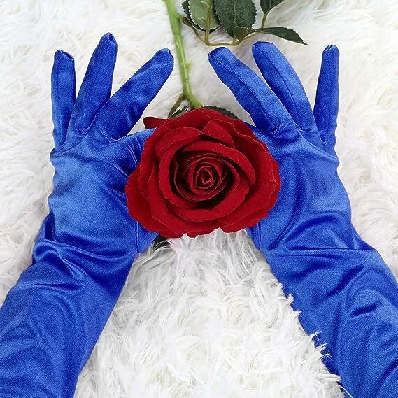 Guantes de noche de satén de 21,7"" largos para fiesta baile codo hasta el brazo ópera juegos con disfraces dama Foto 3 de 4