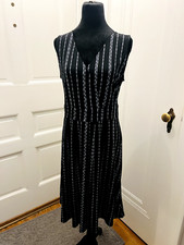 Women's Croft & Borrow Faux Wrap Dress (S) Black with Pattern