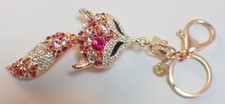Rhinestone Bling Cute Key Chain Fob Purse Phone Charm Foxy Fox New