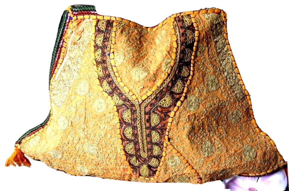 Beuteltasche Umhängetasche Tasche orange Mittel 56 x 38 cm Handarbeit - Indien - Bild 3 von 4