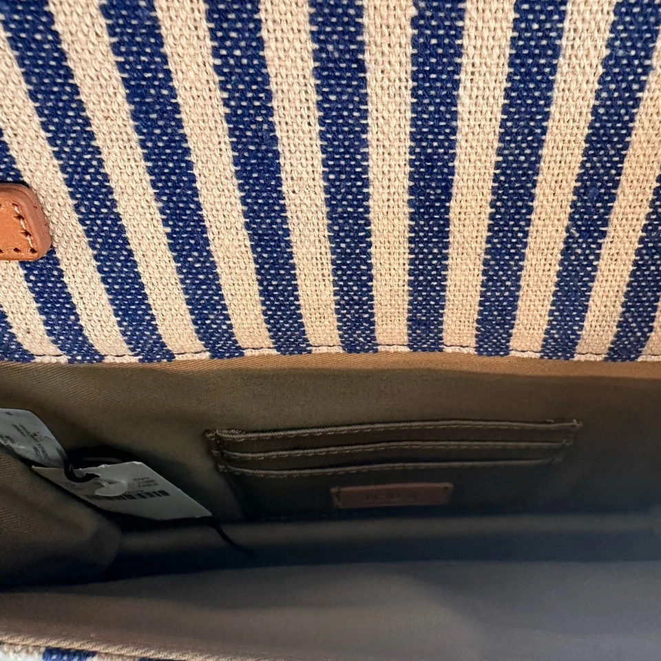 Новый с Ярлыками J. Сумка-конверт CREW с откидным верхом клатч в полоску с синим и красным золотым ремешком на цепочке - Изображение 4 из 4