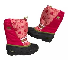 SOREL CUB Girls Youth Pink Flower Winter Snow Boots