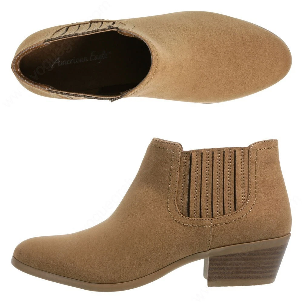 American Eagle Women s Shanna Cognac Gore Chelsea Ankle Bootie Boots 11W 13W