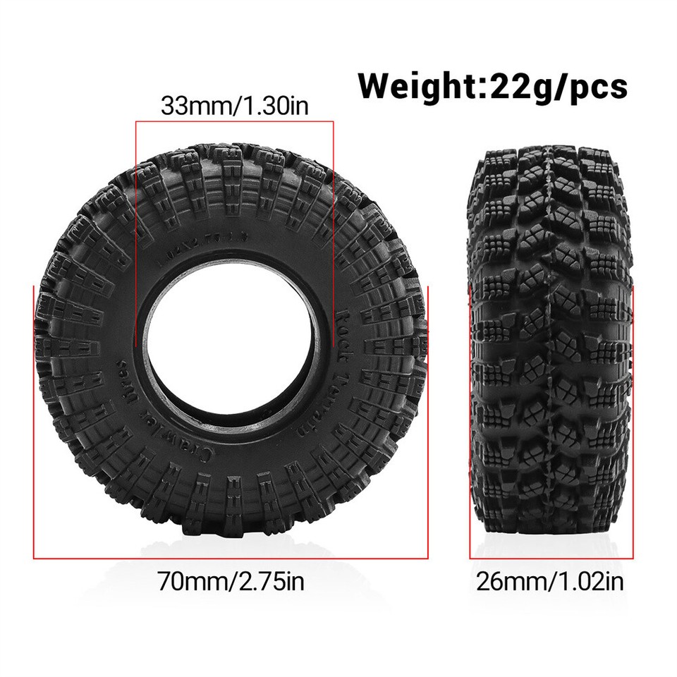 Neumáticos INJORA 1.3″ S5 Mud Paw De 64×24mm Para SCX24 Y TRX4M – Goma Súper Blando Para Barro