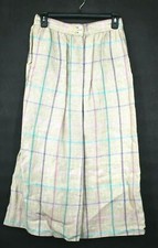 Vintage Class Act Women Multi Colored Checkered Pleated USA Made Linen Skirt 12