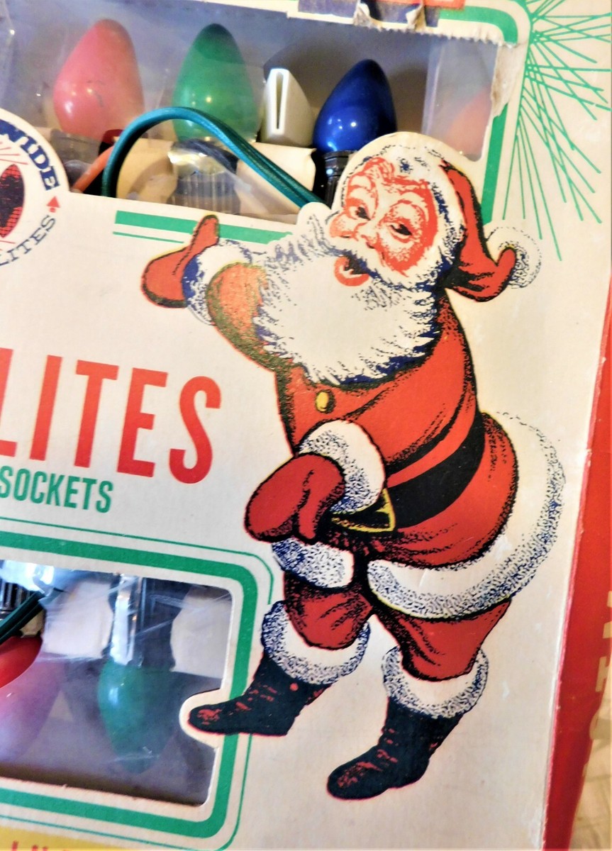 Vintage 1960's Box of 15 Lites Christmas Lights Indoor in Org