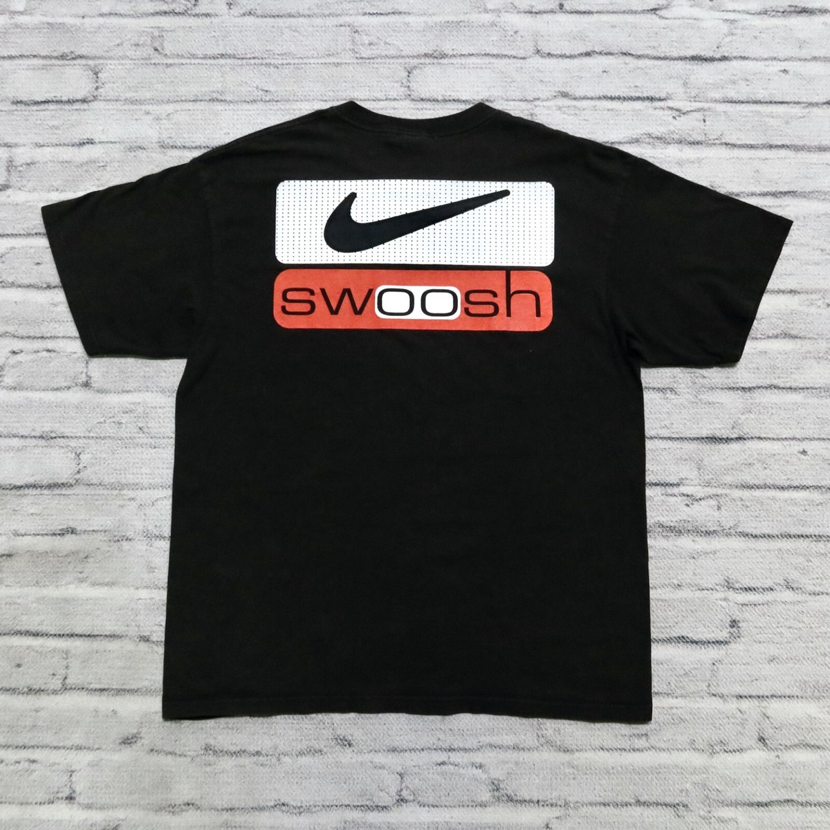 希少 90s OLD NIKE Big Swoosh Logo T-shirt Vintage 90s Nike Big Swoosh Logo Shirt Size L Black Center | eBay