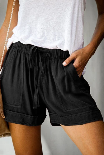 Damen Bermuda Kurze Hose Sommerhose Kordelzug Freizeithose Tasche Strandhose DE - Bild 20 von 38