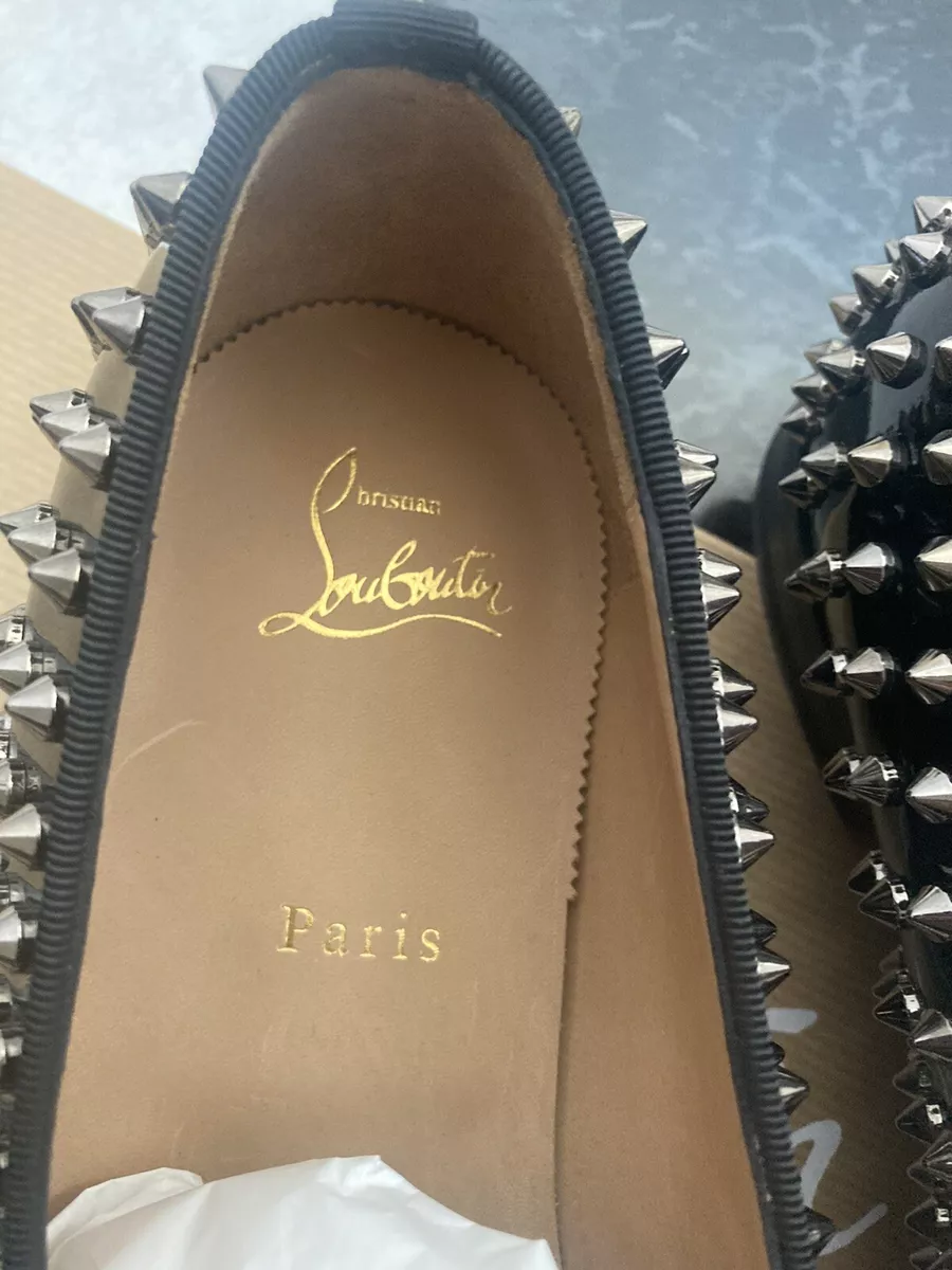 NIB 100% AUTH Christian Louboutin Men's Black Rollerboy Spikes Shoes Sz 42.5