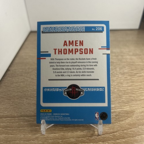 2023-24 Donruss #206 Amen Thompson Green Laser Holo RC - Picture 2 of 2