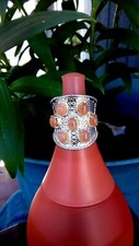 Orange Moonstone ION Plated YG and Stainless Steel Ring Sz 7 - 4.20 cts