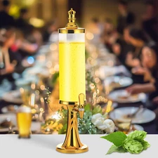 3L Tower Beer Dispenser Drink Beverage Ice Tube Tap Bar Party LED LampIce Column