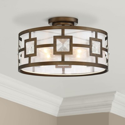 Modern Ceiling Light Semi Flush Mount Fixture Gold 16 Organza