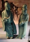 Antique Chinese Japanese Statues Figurines Man Woman Figurines Art Pottery