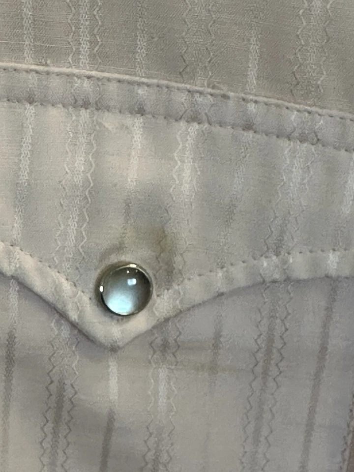 Camisa occidental H Bar C California Ranchwear cola larga perla a presión talla 16/35 mancha Foto 2 de 4