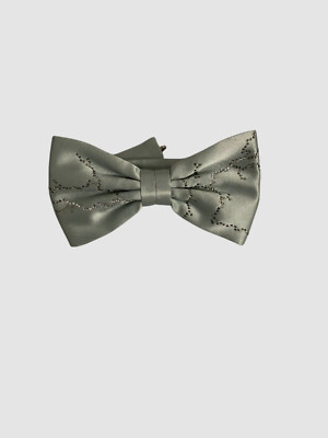 Stefano Ricci Men's Green Silver Rhinestone Adjustable Silk Pre-Tied Bow Tie
