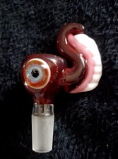 14mm Tobacco bowl male - Glass Eye & Teeth art piece- made in the USA