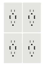 USB Charger Wall Outlet  4.8A Dual High Speed Duplex Receptacle 15 Amp 4pack