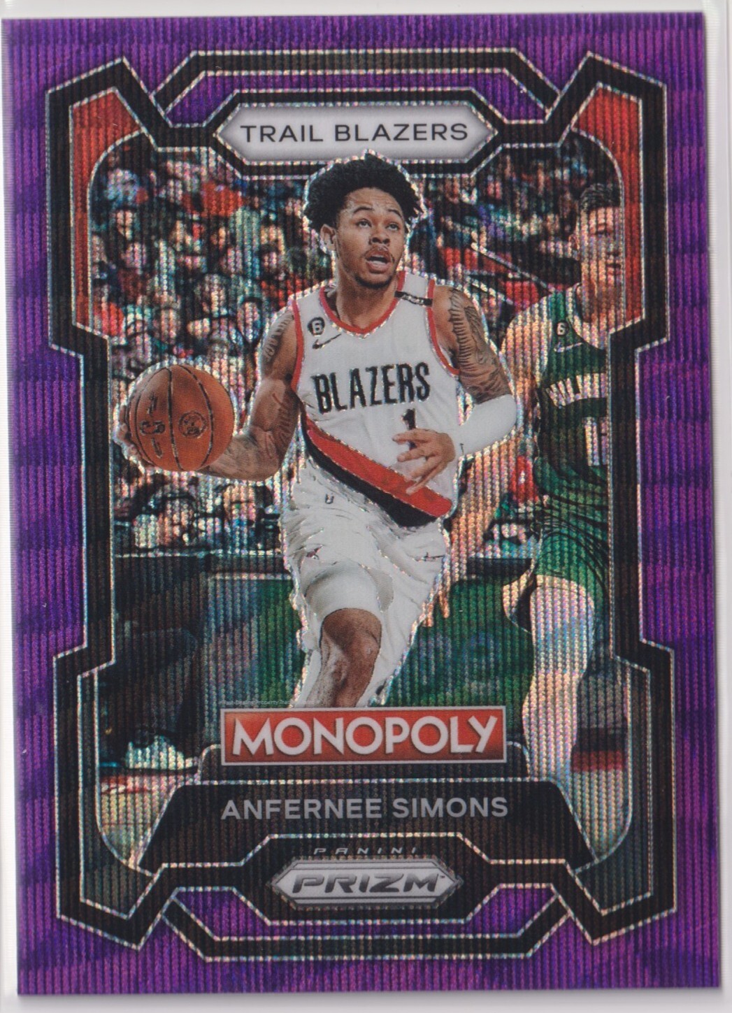 Anfernee Simons 2023-24 Panini Prizm Monopoly Purple Wave Prizm #74