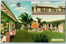 Miami Florida Postcard Trade Winds Hotel Court Exterior Building Multiview c1940