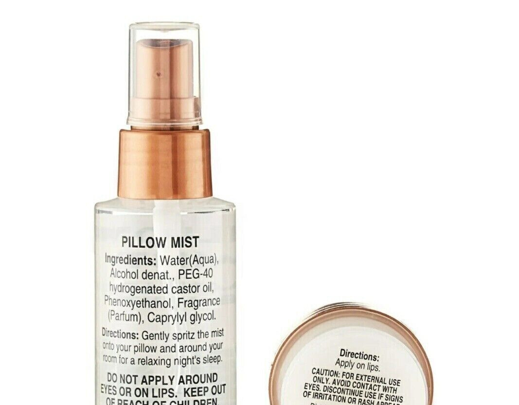 Travel Set Body Lotion Pillow Mist Shower Gel Bubble Bath Bomb Lip Balm Eye Mask
