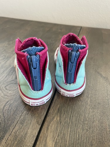 Converse Chuck Taylor All Star High Top Blue Pink Lace Zip Toddler Infant Size 5 - Picture 6 of 24