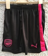 FOOTBALL ARSENAL SHORTS by PUMA, BOYS AGE 4-5 YRS, WAIST 22", BLACK PINK AWAY