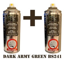 Dark Army Green Spray Paint X2 BS 241 Quick-Dry Matte Finish 400ML Scenery Props