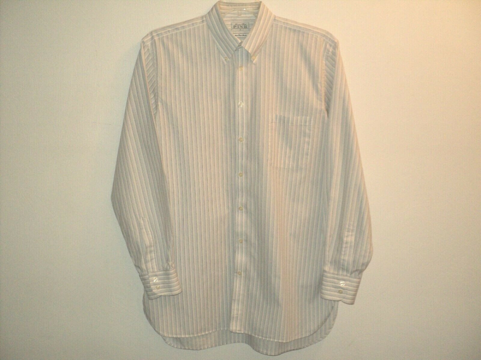 Thomas Pink Shirt Men's Size L Stripes Long Sleev… - image 1