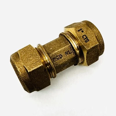 1" CTS AY MCDONALD BRASS STRAIGHT COUPLING COMPRESSION X COMPRESSION