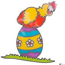 Veil Entertainment Easter Chick Sitting on Egg PVC Decoration 7" Window Cling