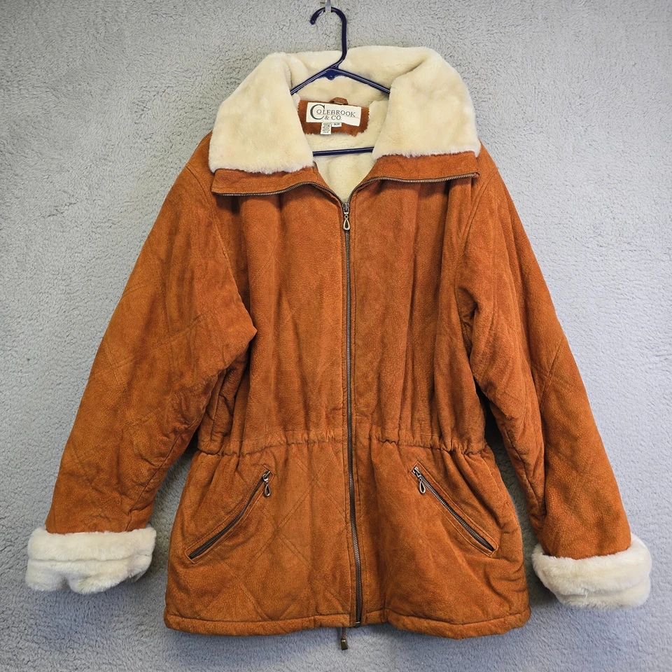 Abrigo de gamuza Colebrooke vintage para mujer M rústico ribete de piel occidental chaqueta Penny Lane Foto 2 de 4