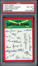 1974 Topps Team Checklist Baseball California Angels Team PSA 8