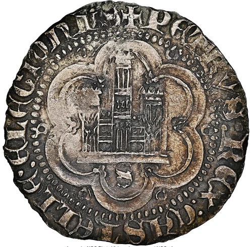 (1350-1369) SPAIN PEDRO I SILVER 2 MARAVEDIS SEVILLE MINT NGC ABOUT UNC 58