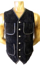 Italian Leather suede vest gothic steampunk victorian fitted biker M bdsm bar