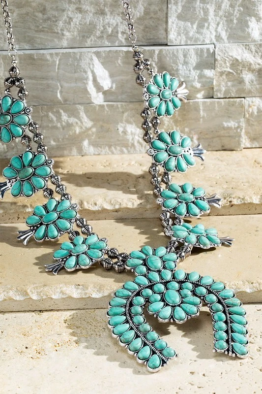 Western squash blossom necklace deals