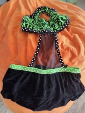 Custom Show Dance gymnasCostume Green Black skort Ice Skating outfits size Small