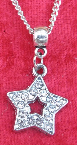 Strass Stern Anhänger Halskette 45.7cm O 61cm Vieleck Pentagramm Meeräsche Molet - Bild 3 von 5