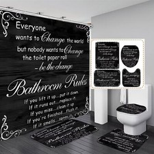 Black Spellbook Shower Curtain Set with Rugs  Accessories Bathroom Decor