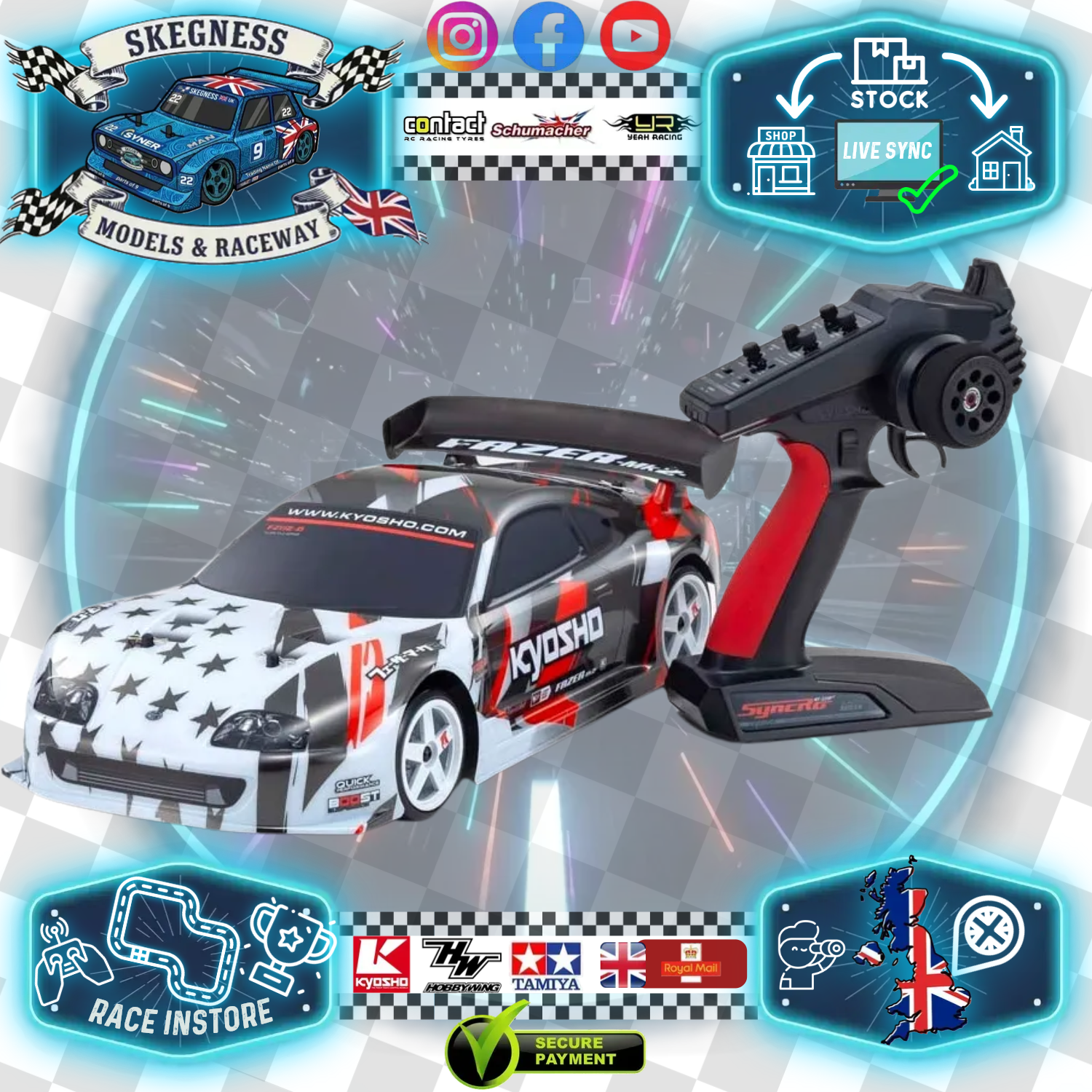 Kyosho - Fazer FZ02 Toyota Supra A80 Drift T1 1/10 RC CAR - RTR Readyset (Brushe