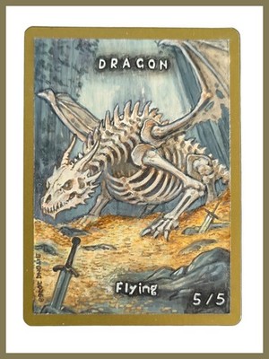 MTG gold boarder Dragon Token white Alter Hand Painted MTG Altered Art By SITONG