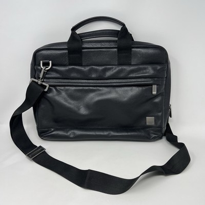 Knomo London Barbican Foster Leather Laptop Bag Black Briefcase  14 