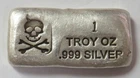SKULL & CROSSBONES 1oz SILVER 999 FINE BAR