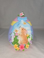 Collections Etc. Lighted Easter Bunny Flowers Inside Egg Table Decoration