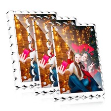 5x7 Clear Acrylic Picture Frames with Scalloped Edges, 3-Pack Magnetic Frame ...