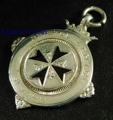 Solid Silver Enamel Albert Chain Fob Medal St John Ambulance Bristol Centre 1929