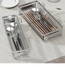 Sturdy 304 Stainless Steel Flatware Organizers with Hooks, 2 Pcs Drawer Silve...