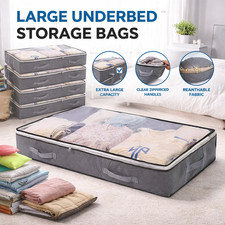 1/5Pcs Large Underbed Storage Bag Clothes Zipped Organizer Fabric Storage Bags