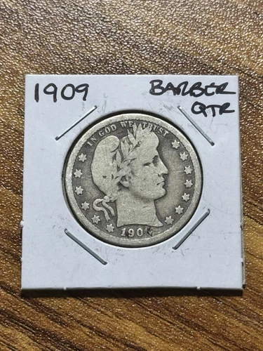 1909 P Barber Silver Quarter VG Very Good Condition U.S. 25c Coin (Raw13827)